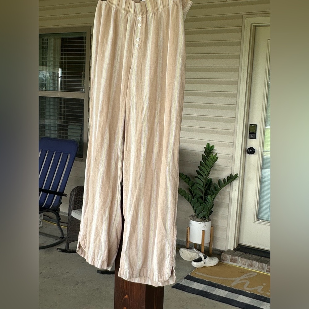 Stars Above Beige Striped Wide Leg Lounge Pants